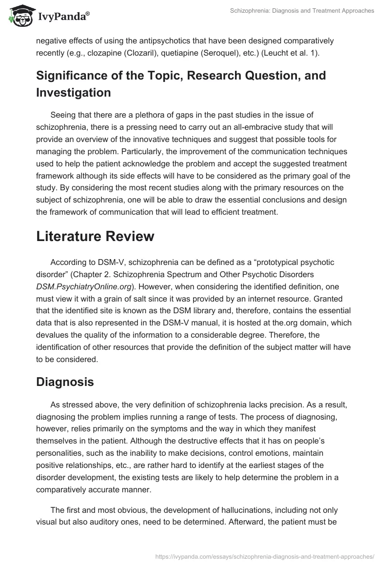 Schizophrenia: Diagnosis and Treatment Approaches. Page 3