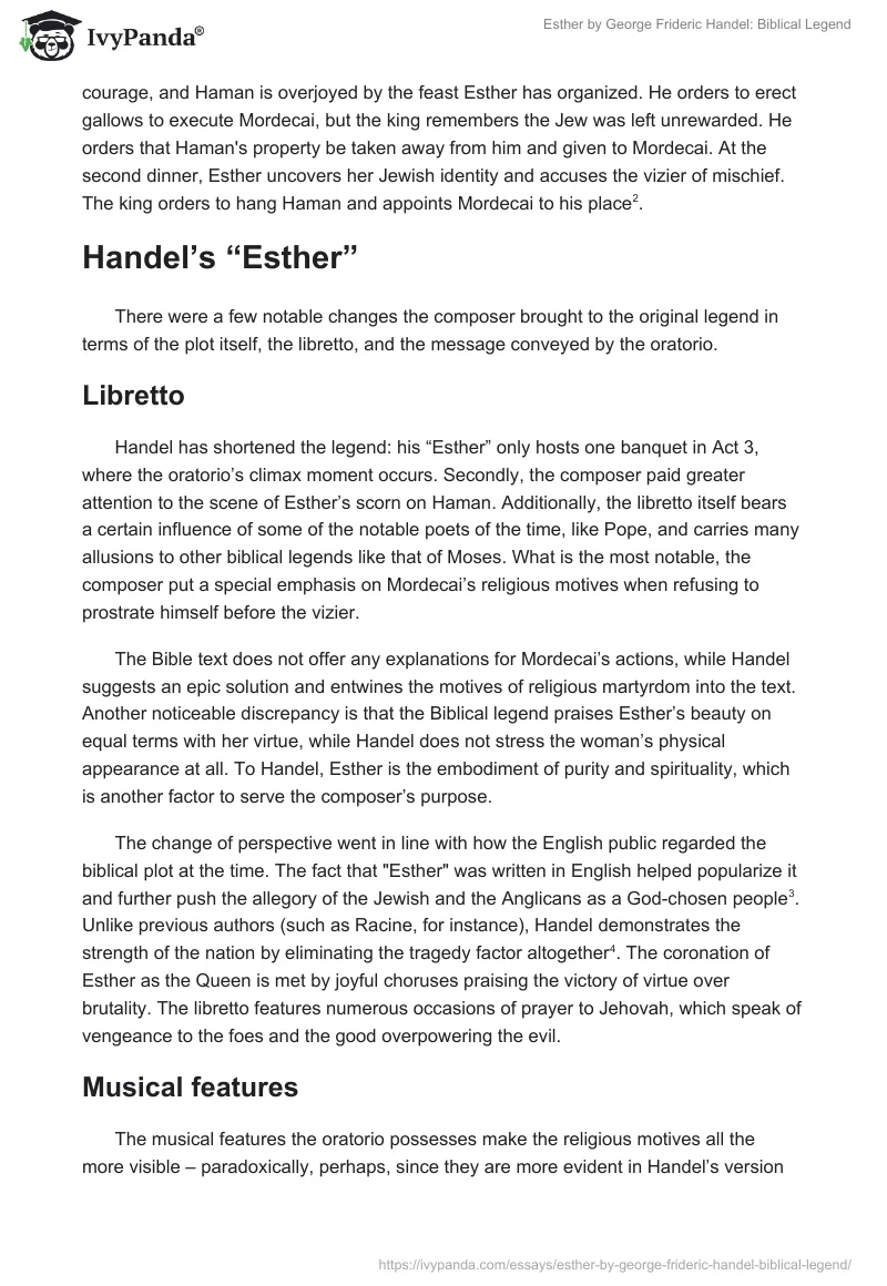 "Esther" by George Frideric Handel: Biblical Legend. Page 2
