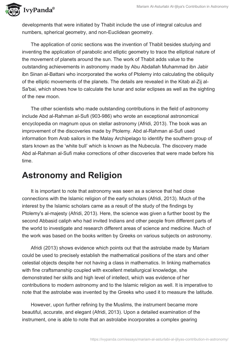 Mariam Al-Asturlabi Al-Ijliya's Contribution in Astronomy. Page 4
