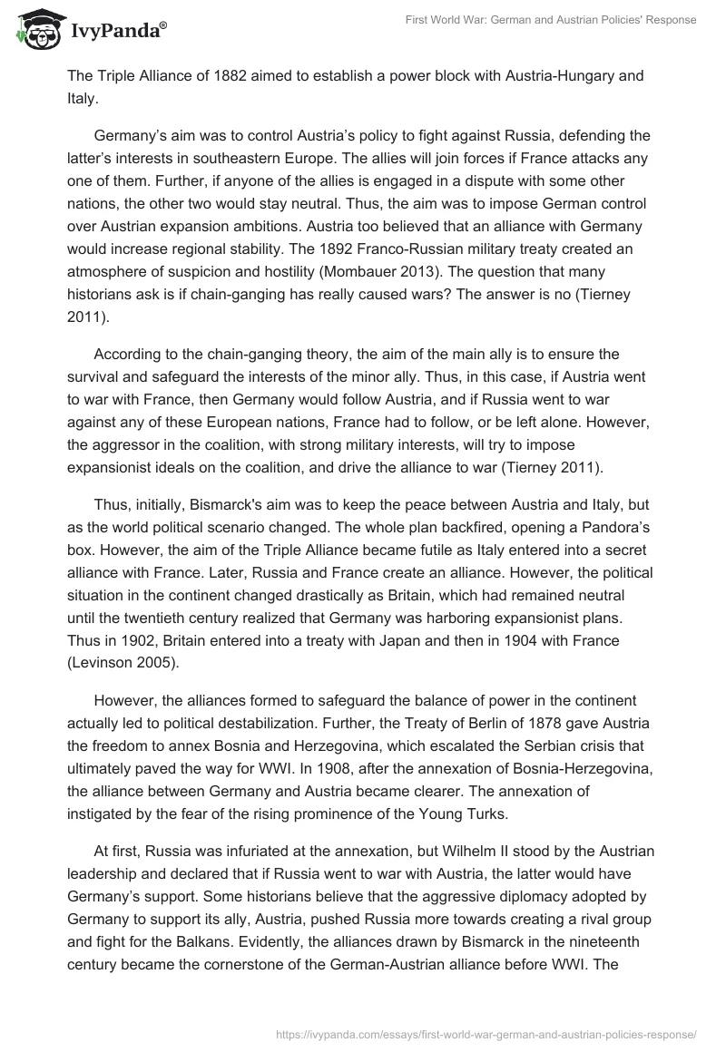 First World War: German and Austrian Policies' Response. Page 4