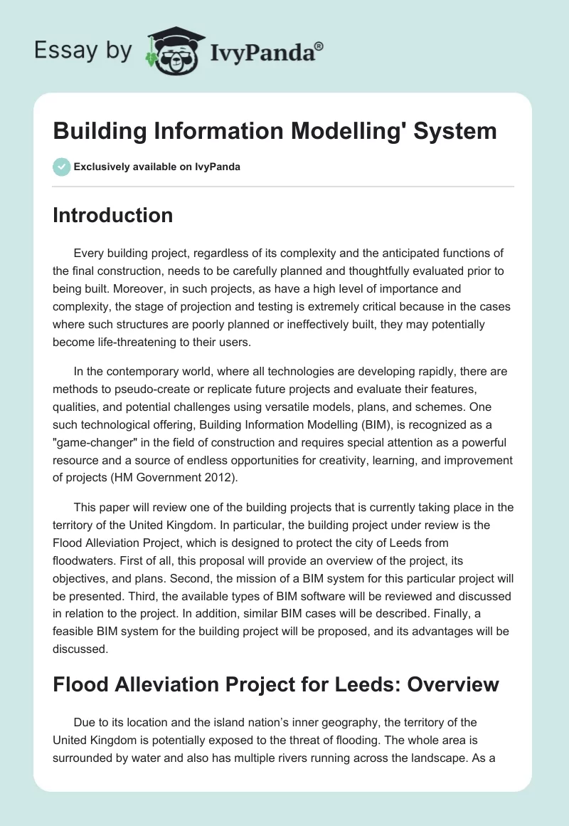 Building Information Modelling' System. Page 1