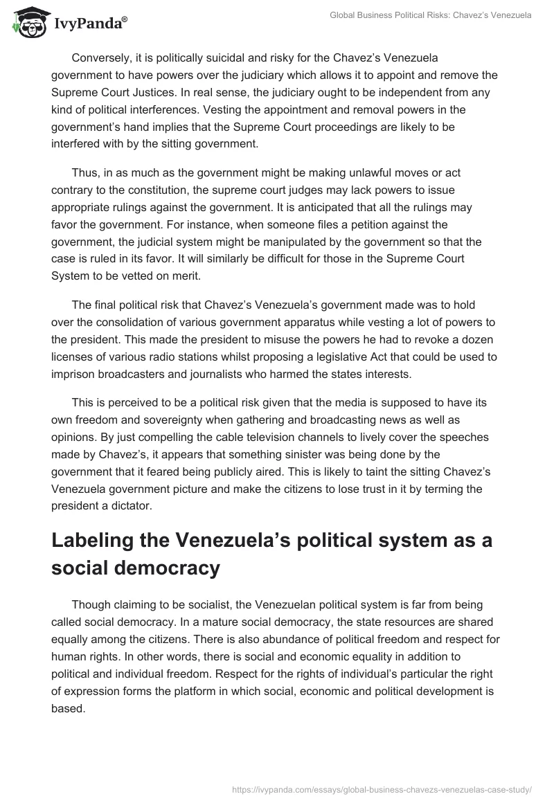 Global Business Political Risks: Chavez’s Venezuela. Page 2