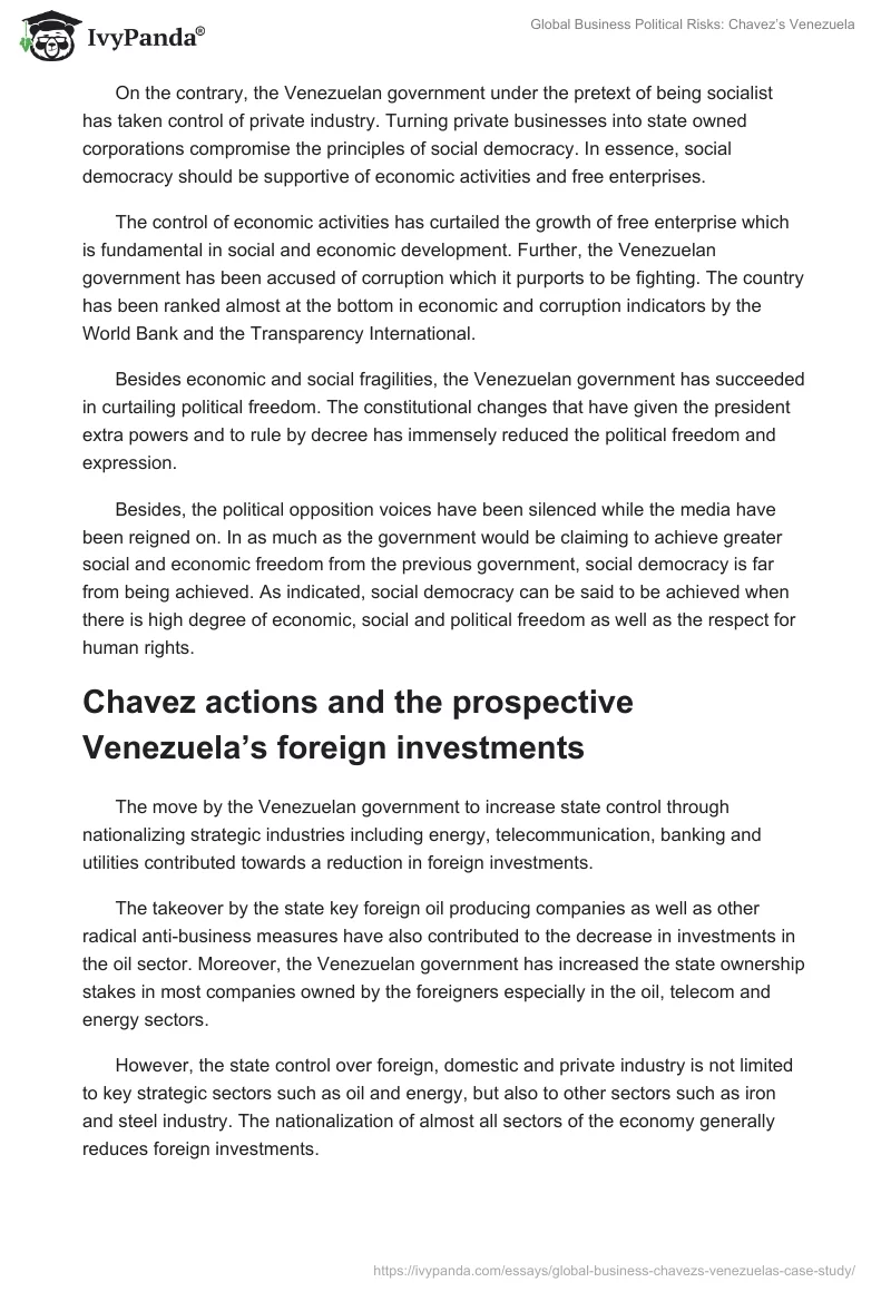 Global Business Political Risks: Chavez’s Venezuela. Page 3
