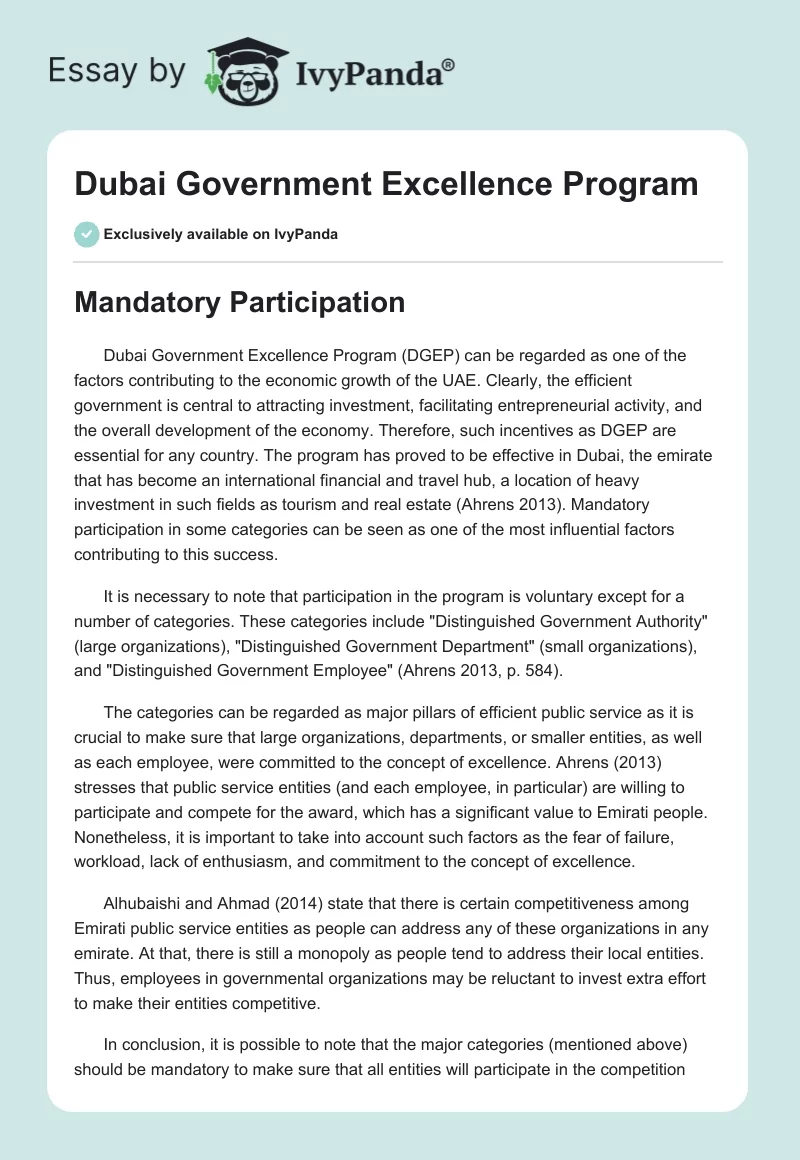 Dubai Government Excellence Program. Page 1