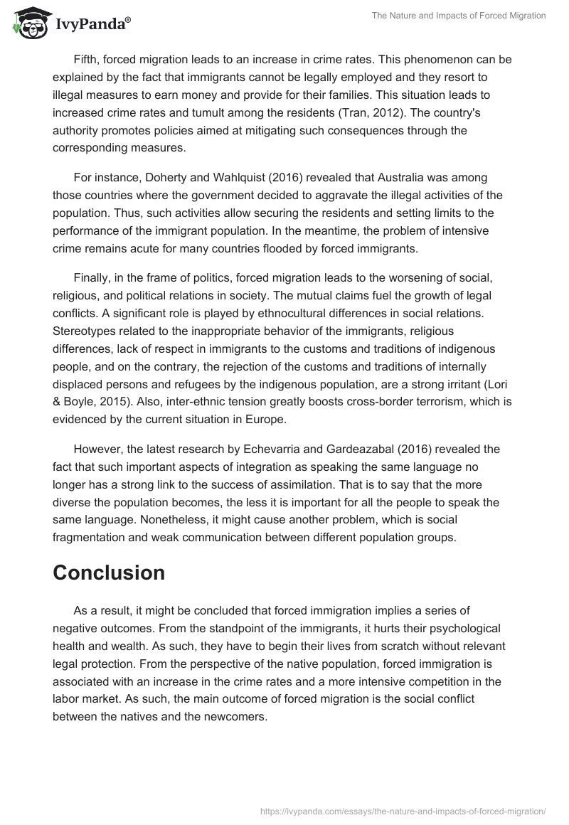 The Nature and Impacts of Forced Migration. Page 3