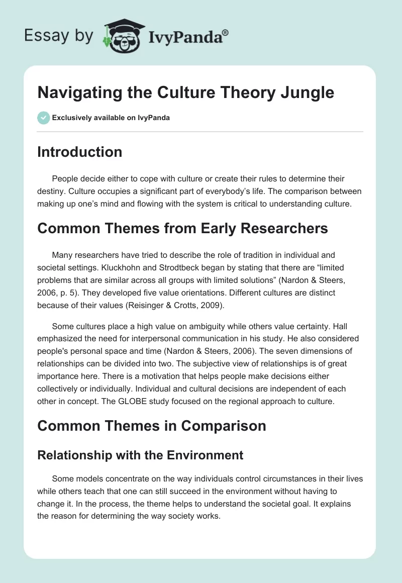 Navigating the Culture Theory Jungle. Page 1