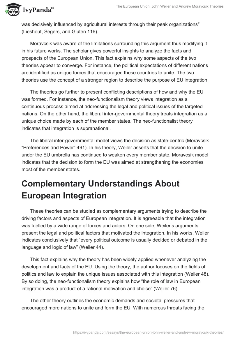 The European Union: John Weiler and Andrew Moravcsik Theories. Page 3