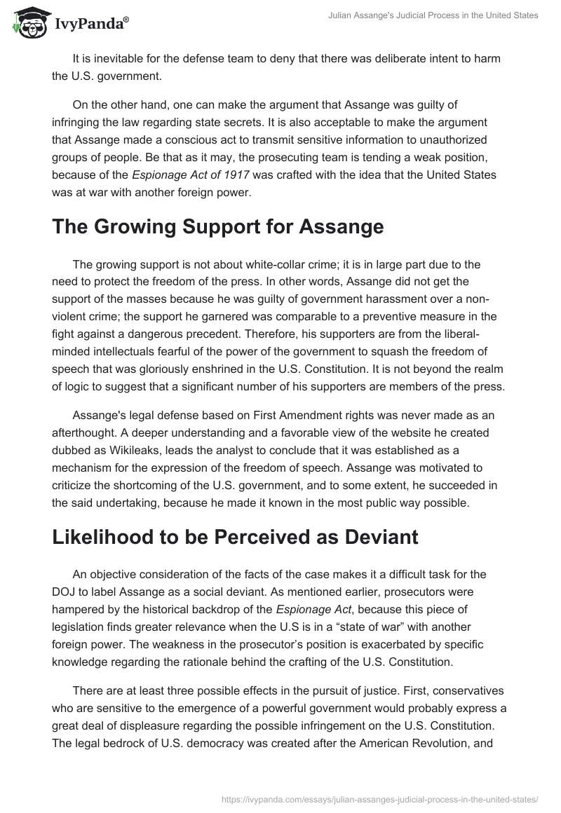 Julian Assange's Judicial Process in the United States. Page 2