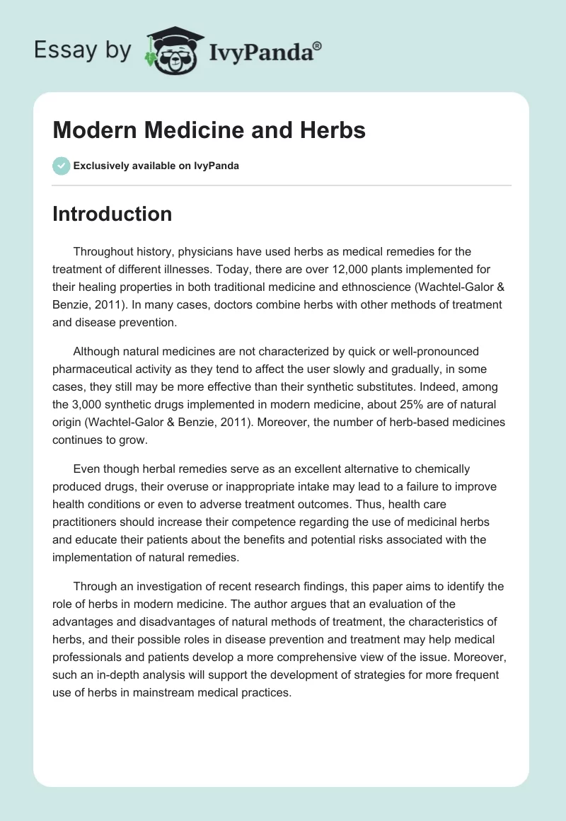 Modern Medicine and Herbs. Page 1