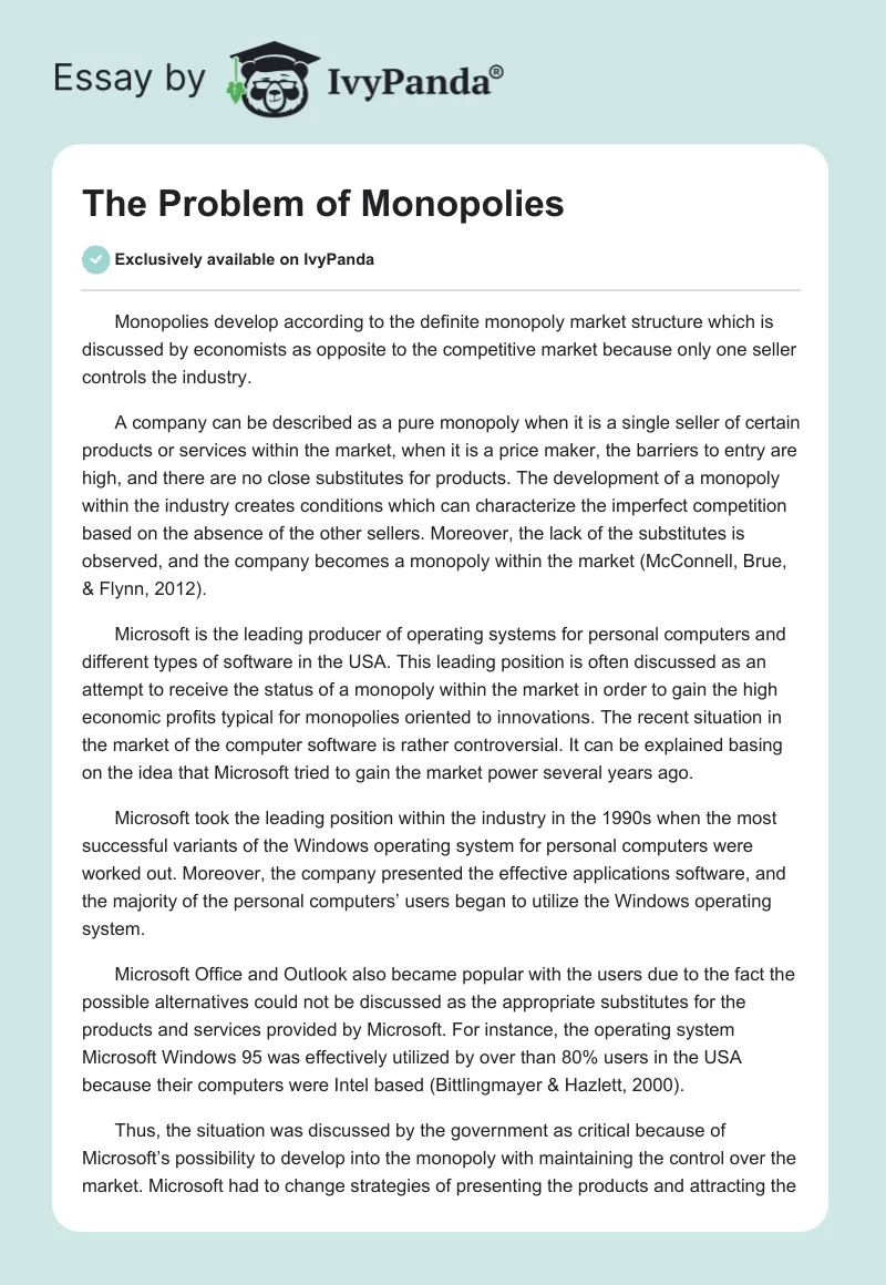 The Problem of Monopolies. Page 1