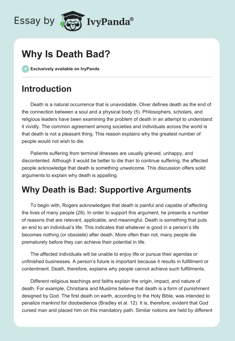 Why Is Death Bad?. Page 1