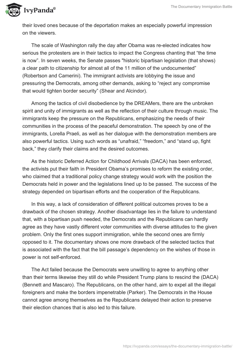 The Documentary "Immigration Battle". Page 2