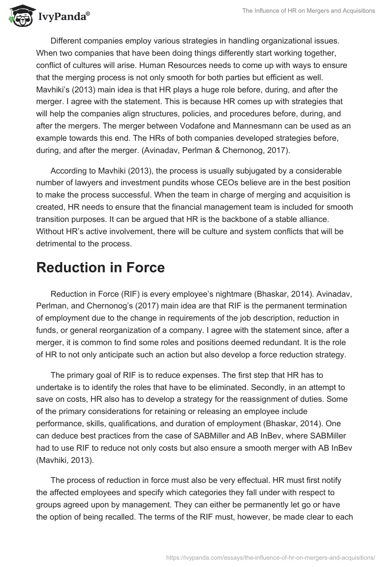 The Influence of HR on Mergers and Acquisitions. Page 2