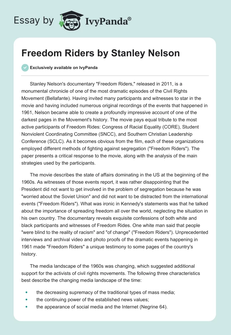"Freedom Riders" by Stanley Nelson. Page 1