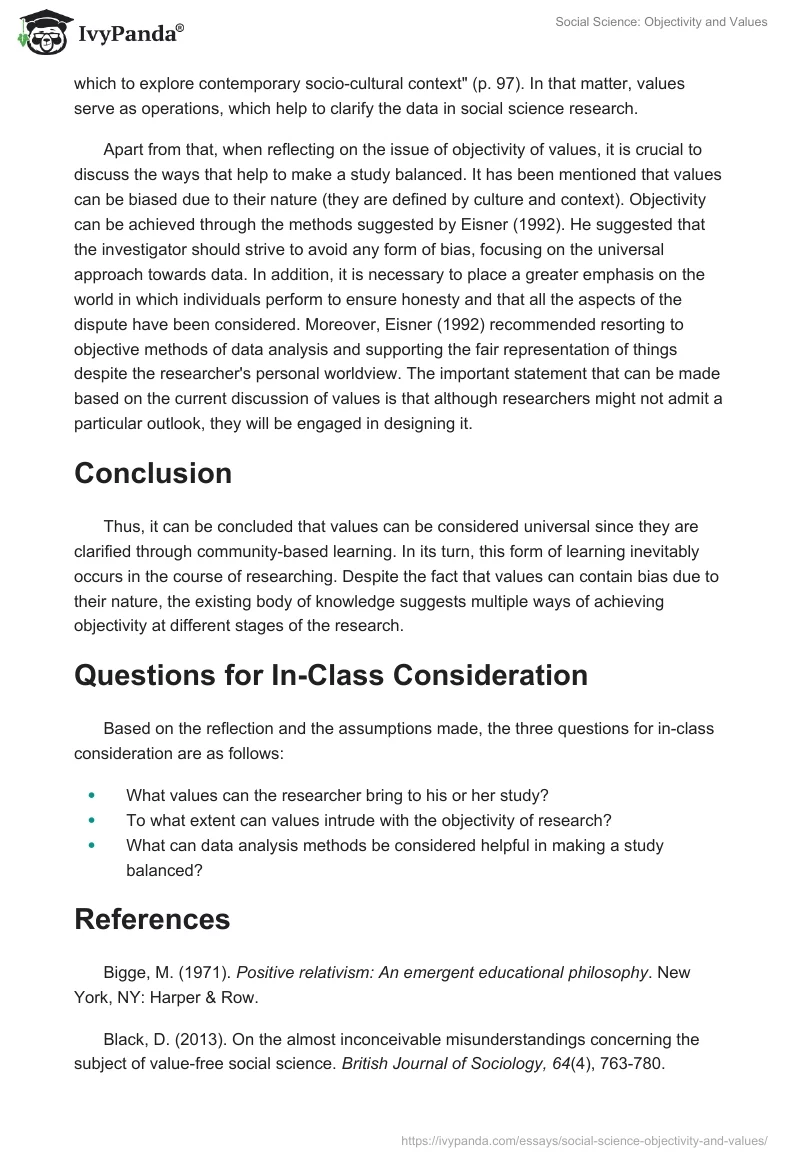 Social Science: Objectivity and Values. Page 2