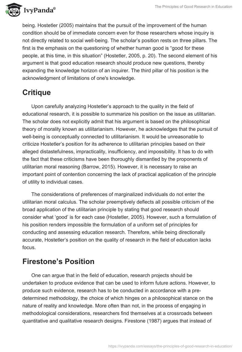 The Principles of Good Research in Education. Page 2