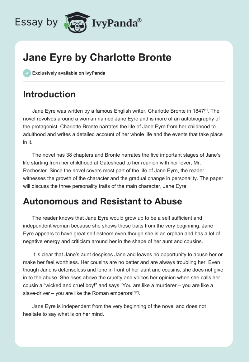 Jane Eyre by Charlotte Bronte. Page 1