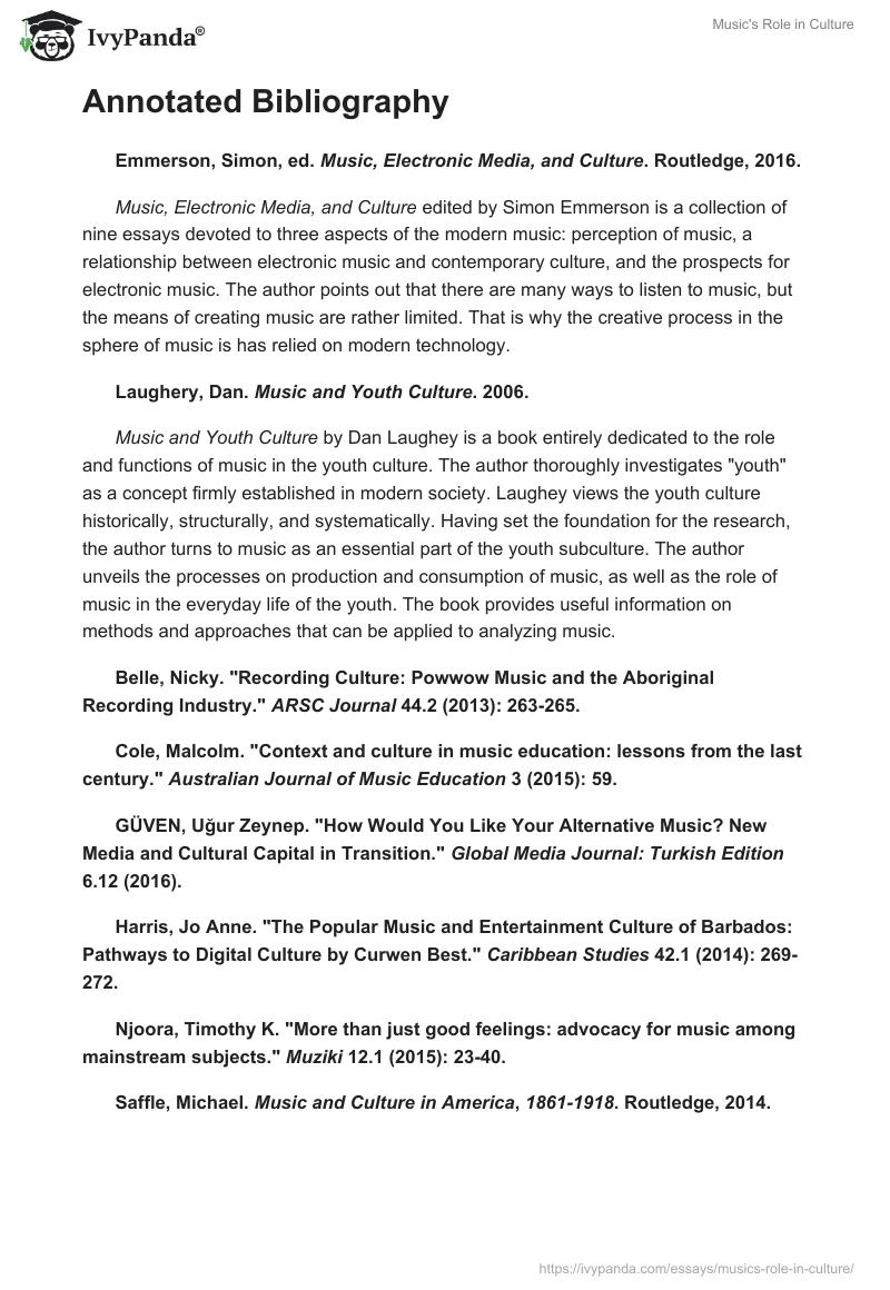Music's Role in Culture. Page 2