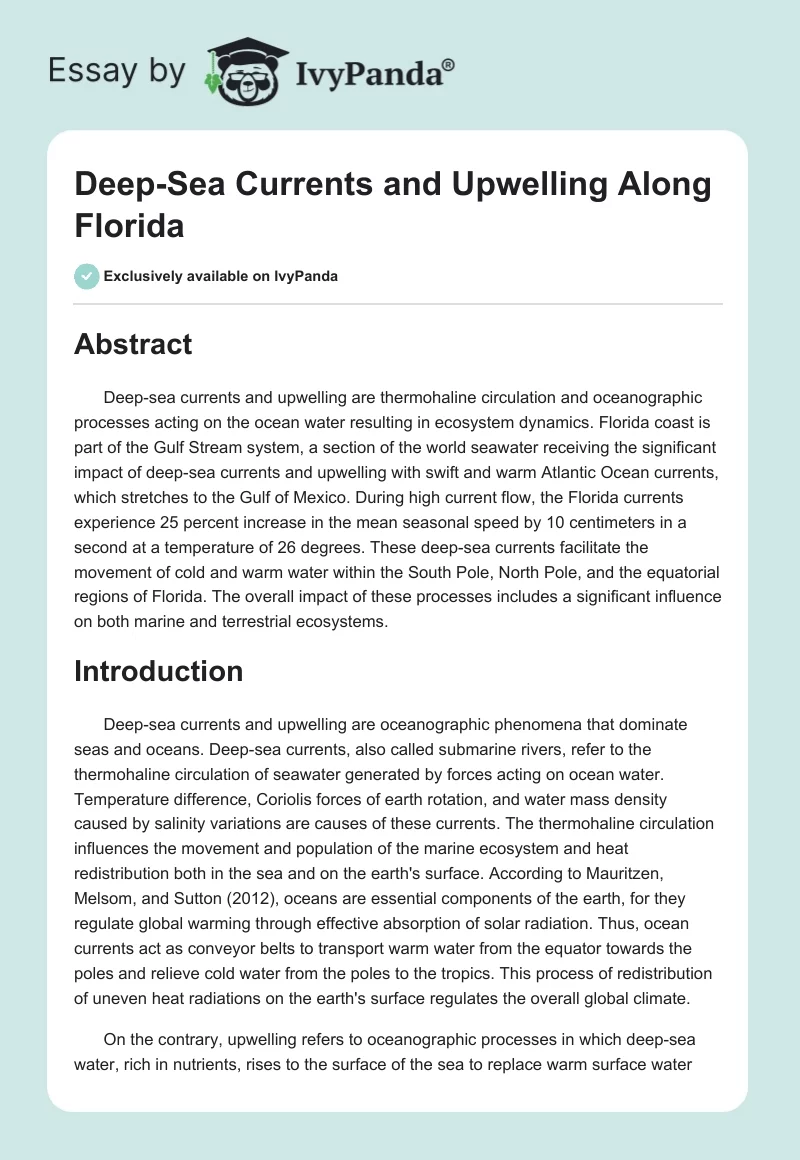Deep-Sea Currents and Upwelling Along Florida. Page 1