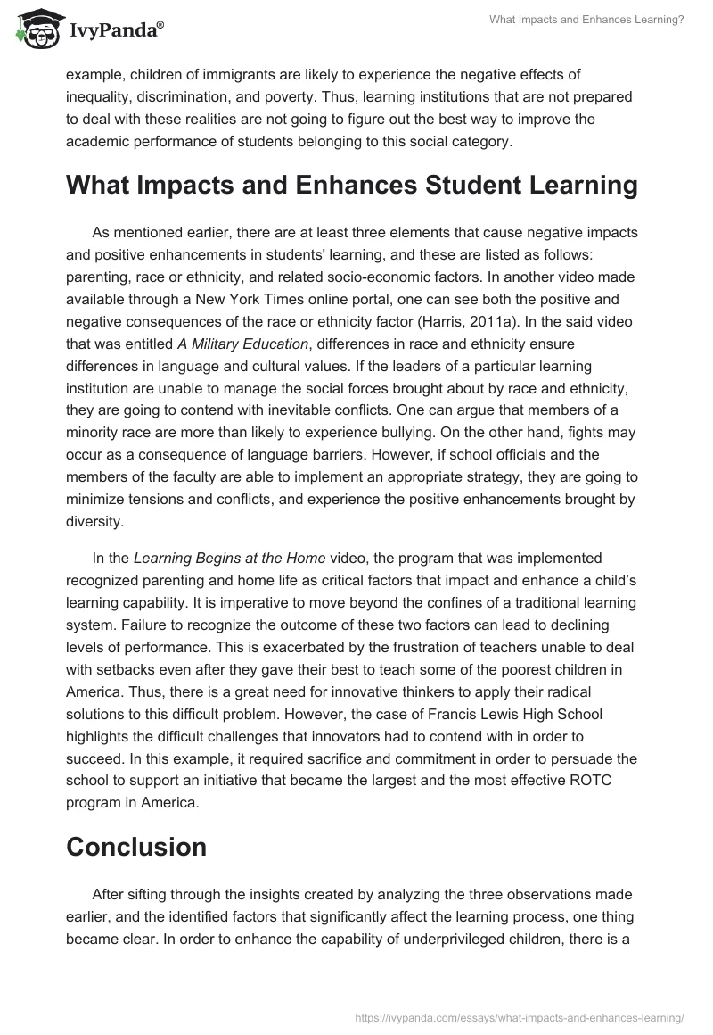 What Impacts and Enhances Learning?. Page 3