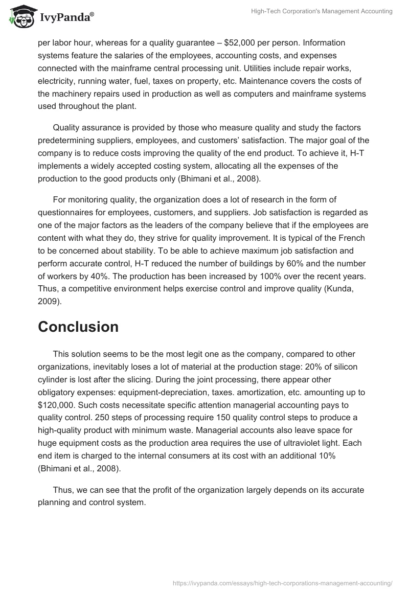 High-Tech Corporation's Management Accounting. Page 2