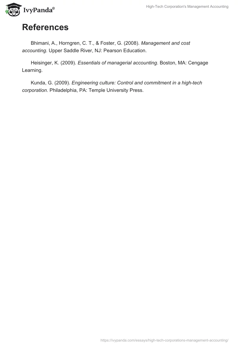 High-Tech Corporation's Management Accounting. Page 3