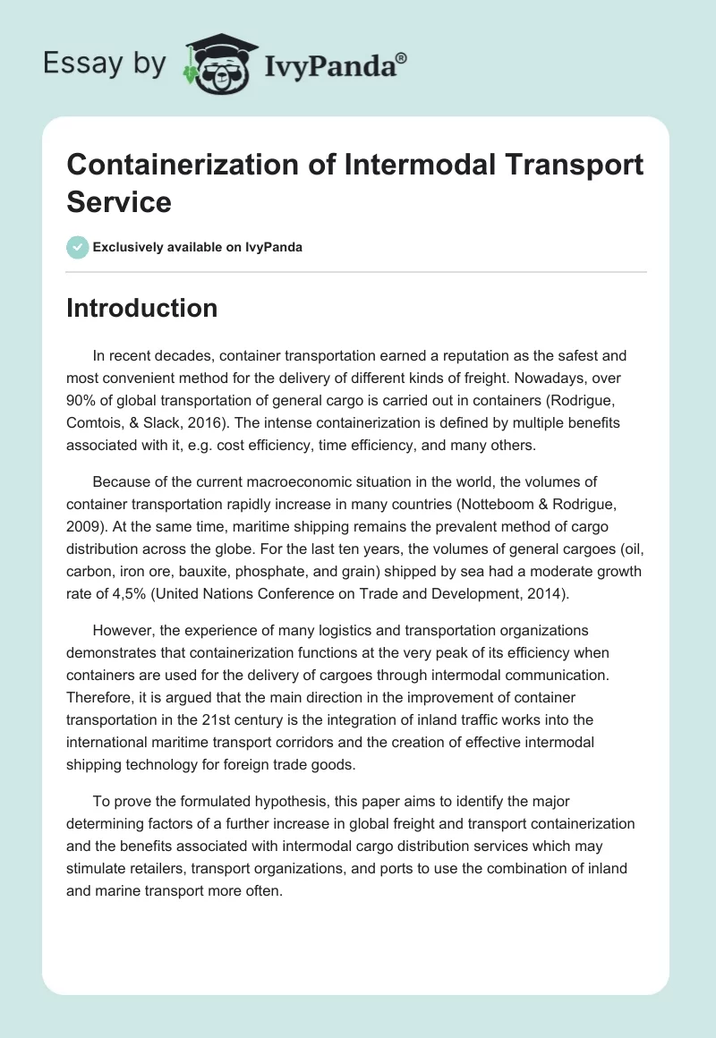 Containerization of Intermodal Transport Service. Page 1