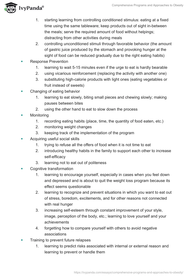 Comprehensive Programs and Approaches to Obesity. Page 2