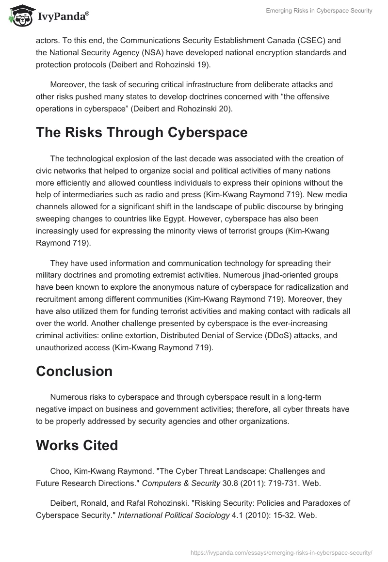 Emerging Risks in Cyberspace Security. Page 2