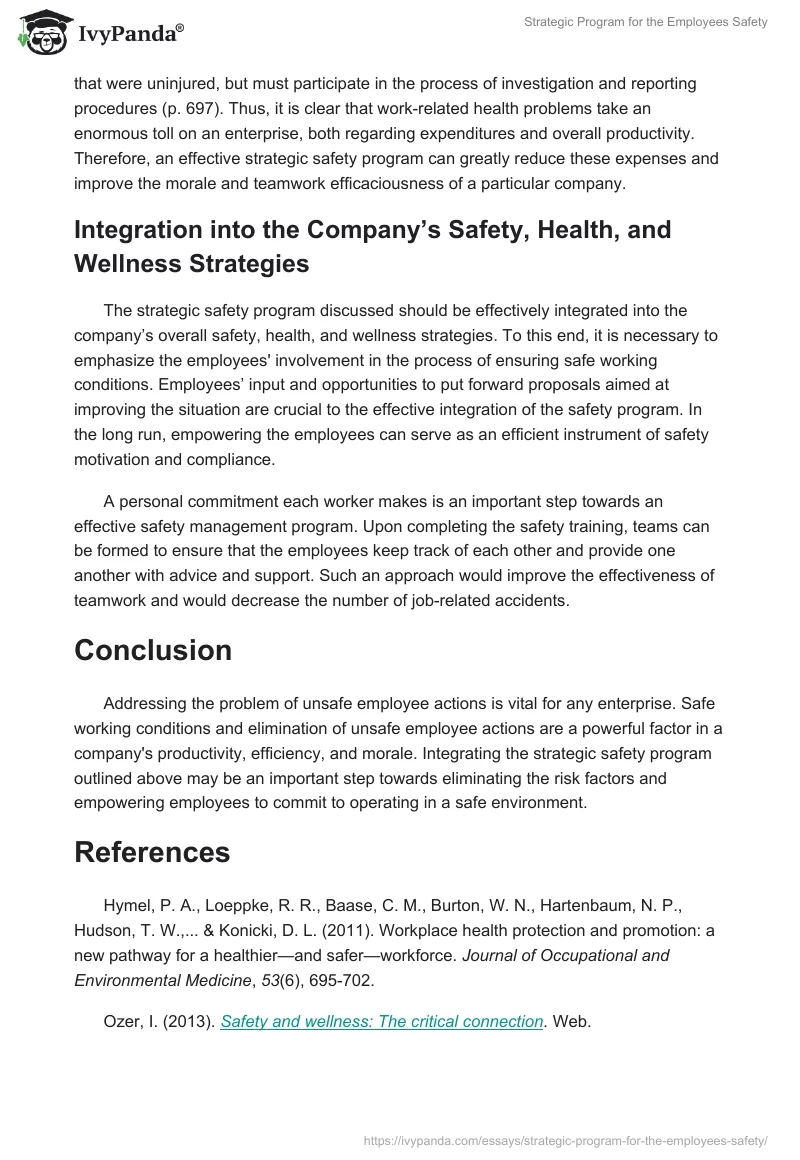 Strategic Program for the Employees Safety. Page 3