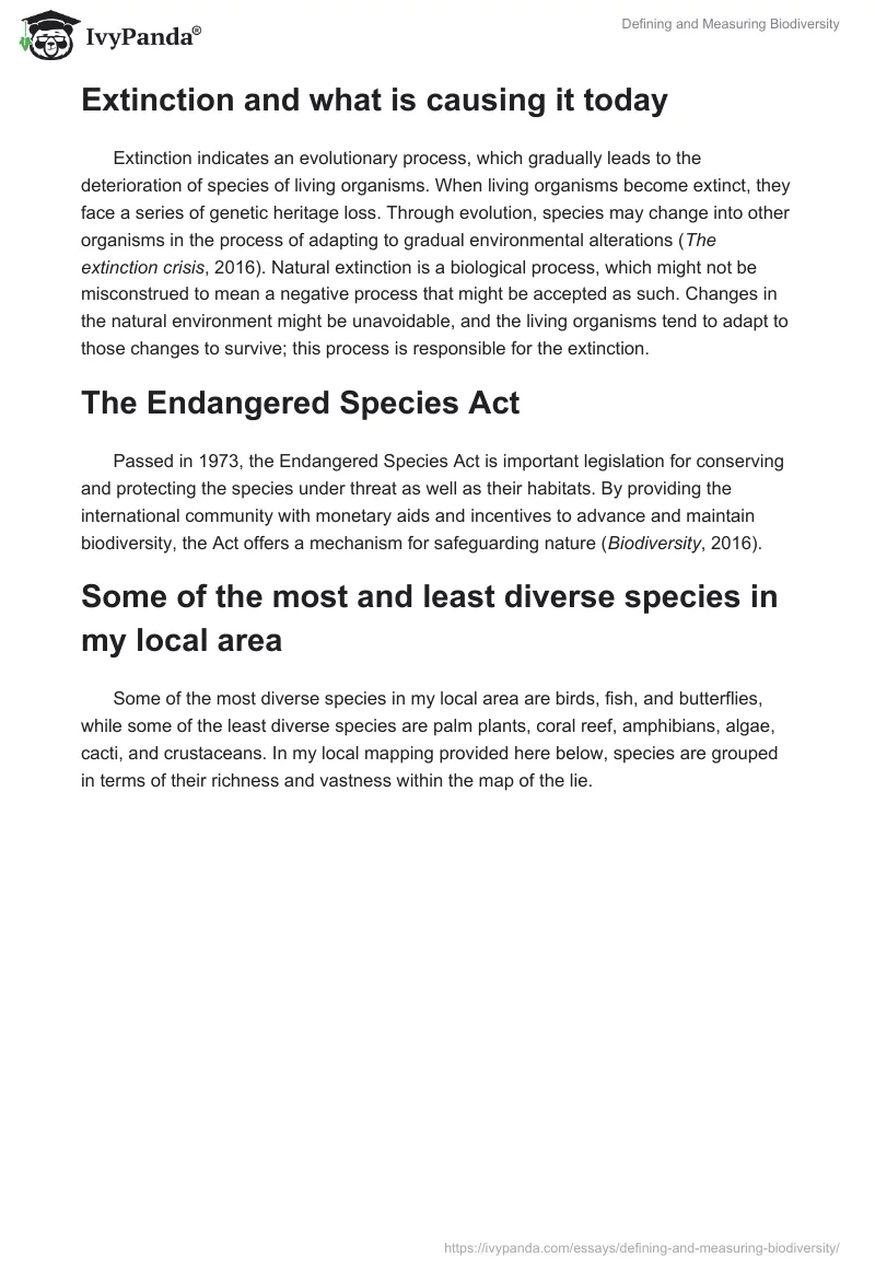 Defining and Measuring Biodiversity. Page 2