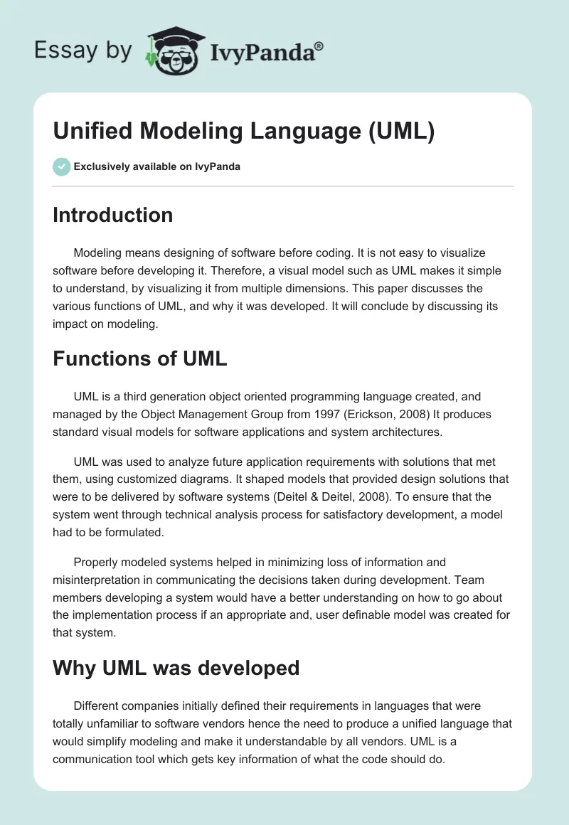 Unified Modeling Language (UML). Page 1