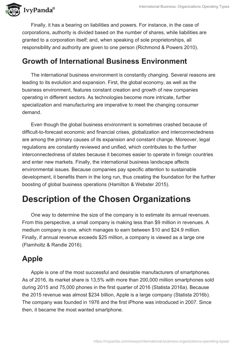 International Business: Organizations Operating Types. Page 3