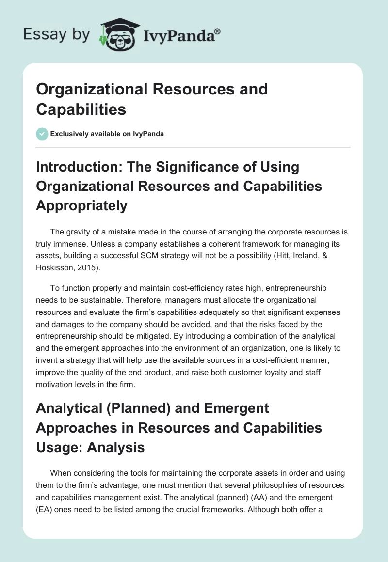 Organizational Resources and Capabilities. Page 1