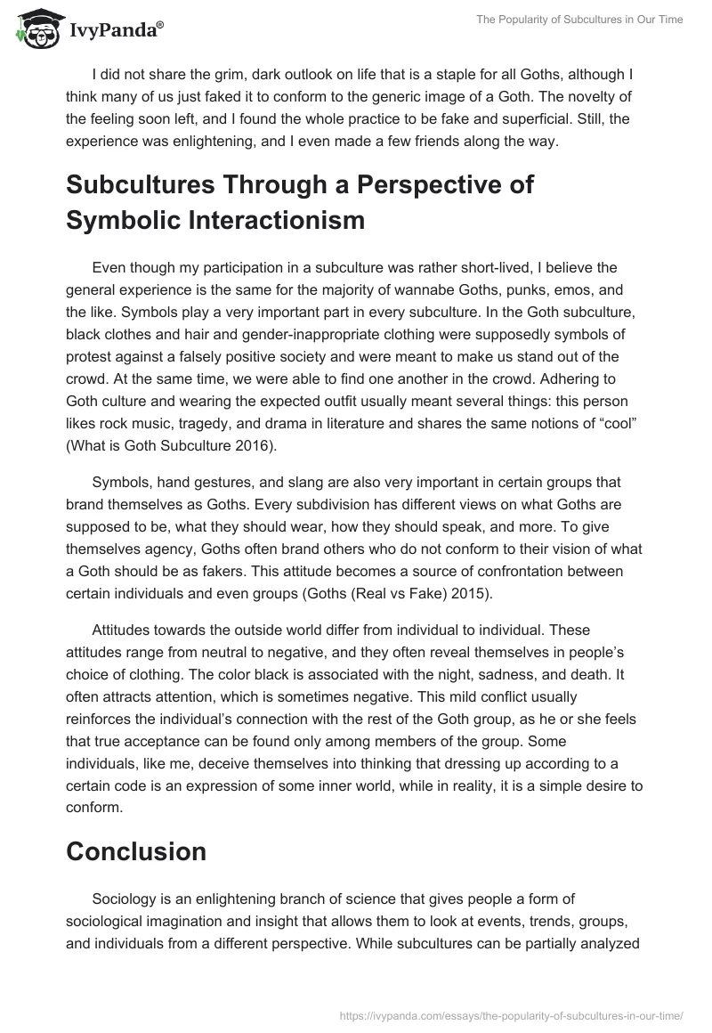 The Popularity of Subcultures in Our Time. Page 2