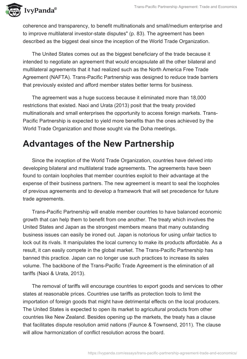 Trans-Pacific Partnership Agreement: Trade and Economics. Page 2