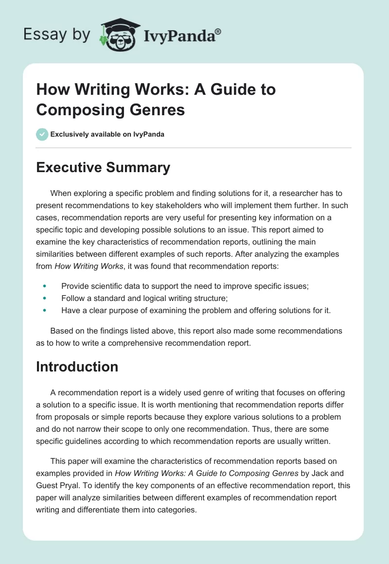 How Writing Works: A Guide to Composing Genres. Page 1
