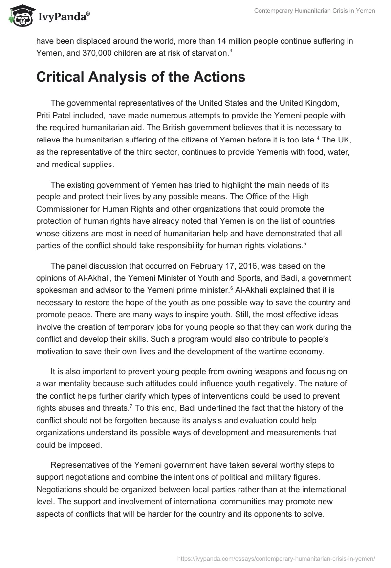 Contemporary Humanitarian Crisis in Yemen. Page 2