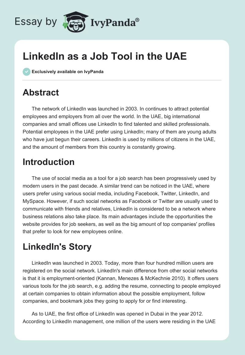 LinkedIn as a Job Tool in the UAE. Page 1