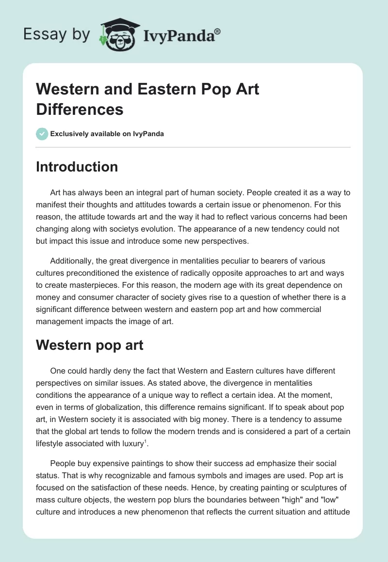 Western and Eastern Pop Art Differences. Page 1