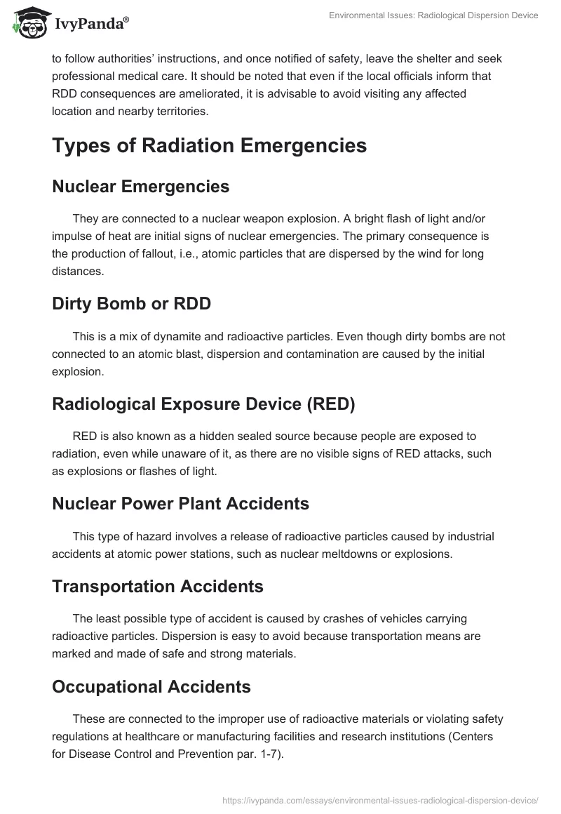 Environmental Issues: Radiological Dispersion Device. Page 2