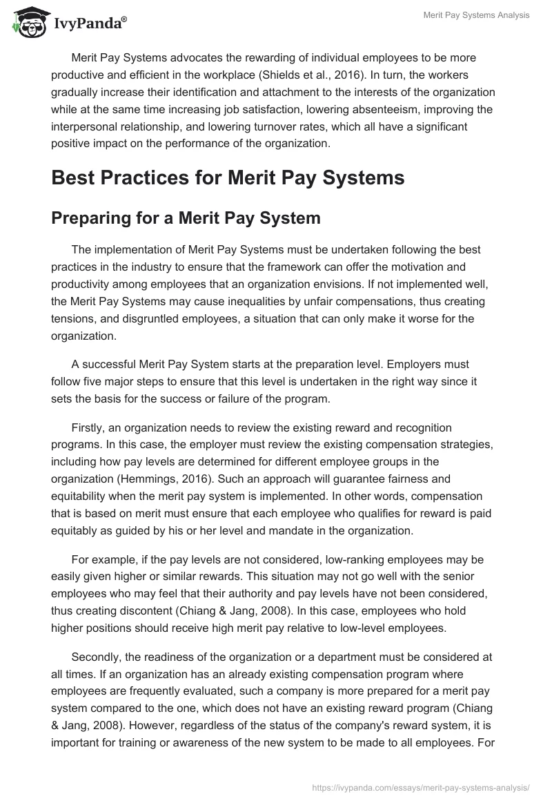 Merit Pay Systems Analysis. Page 2