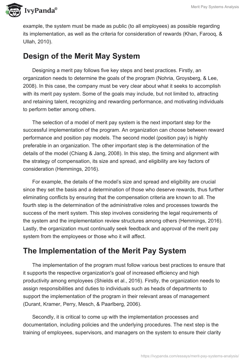 Merit Pay Systems Analysis. Page 3