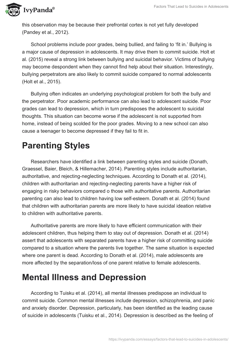 Factors That Lead to Suicides in Adolescents. Page 3