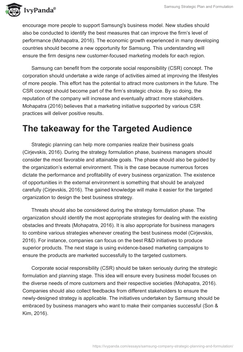 Samsung Strategic Plan and Formulation. Page 3