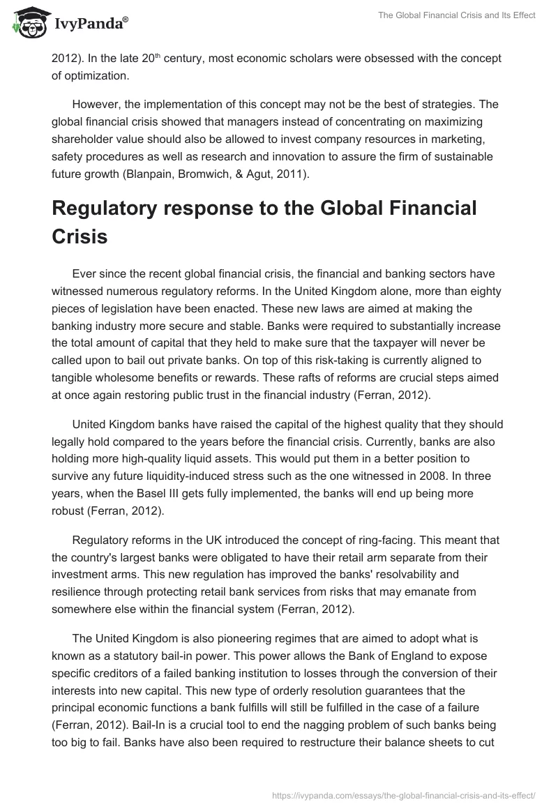 The Global Financial Crisis and Its Effect. Page 2