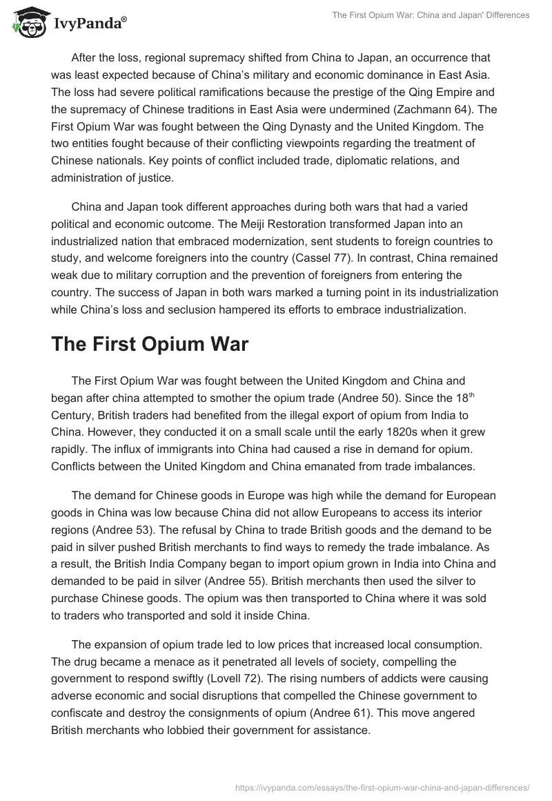 The First Opium War: China and Japan' Differences. Page 2