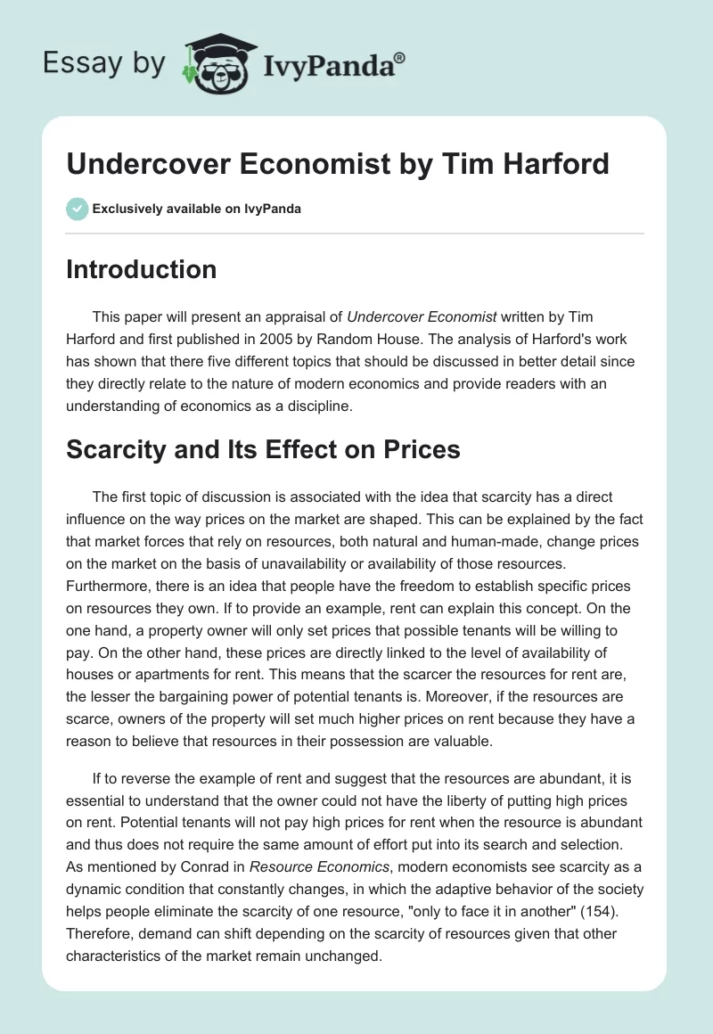 "Undercover Economist" by Tim Harford. Page 1