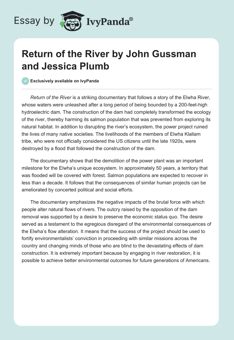 "Return of the River" by John Gussman and Jessica Plumb. Page 1