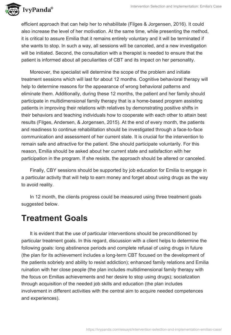 Intervention Selection and Implementation: Emilia's Case. Page 3
